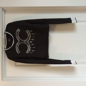 Celebrity Dance Womens Cropped Sweatshirt Sz M Black White Comfy Cozy Layer Fun